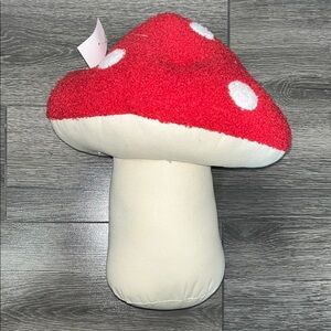 NWT Red and White Mushroom Plush Pillow